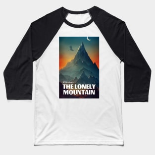 Discover The Lonely Mountain - Travel Poster - Fantasy Funny Baseball T-Shirt